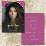 Moderner Minimal Rosa Arch Fortieth Birthday Folieneinladung<br><div class="desc">Feiern Sie mit dieser einfachen, modernen 40. Geburtstagsfeier in ruhigem, elegantem Stil - entworfen mit einem Stil, der sich um Sie dreht. Mit einem leicht dunkelem Overlay und in echter Folie gekleidetem Foto in Bogenform. Eine echte Folie modernes Drehbuch "vierzig" erstreckt sich über die Vorderseite und erfasst Ihren Stil und...</div>