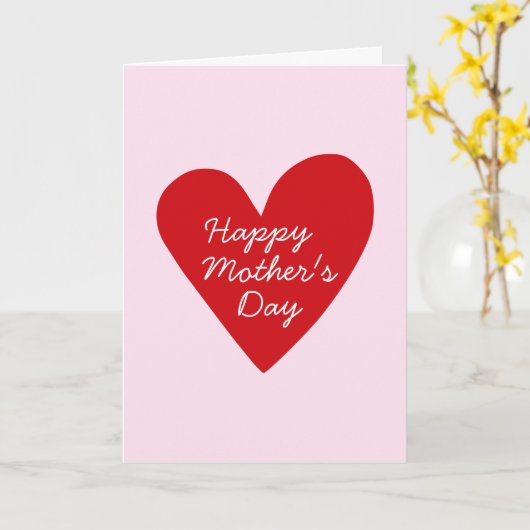 Moderner Minimal Rosa und Rotes Herz Foto Mutterta Karte (Gelbe Blume)