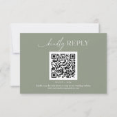 Moderner Minimal Sage Green Boho Wedding QR Code RSVP Karte (Vorderseite)
