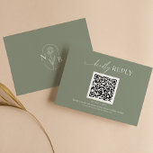 Moderner Minimal Sage Green Boho Wedding QR Code RSVP Karte