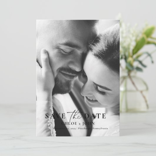 Moderner Minimal Save the Date Einladung (Stehend Vorderseite)
