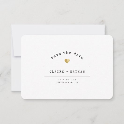 Moderner Minimal Schreibmaschine Gold Dusty Classi Save The Date (Vorderseite)