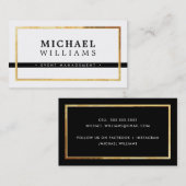 MODERNER MINIMAL-schwarzer männlicher Goldstreifen Visitenkarte (Vorne/Hinten)