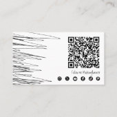 Moderner Minimal Scribble Black and White QR Code Visitenkarte (Rückseite)