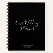 Moderner Minimal Script Black Muslim Wedding Plann Notizblock (Vorderseite)