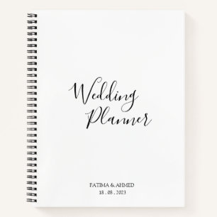 Moderner Minimal Script White Muslim Wedding Plann Notizblock
