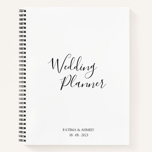 Moderner Minimal Script White Muslim Wedding Plann Notizblock (Vorderseite)