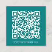 Moderner Minimal Social Media QR Code Aquamarin gr Quadratische Visitenkarte (Rückseite)