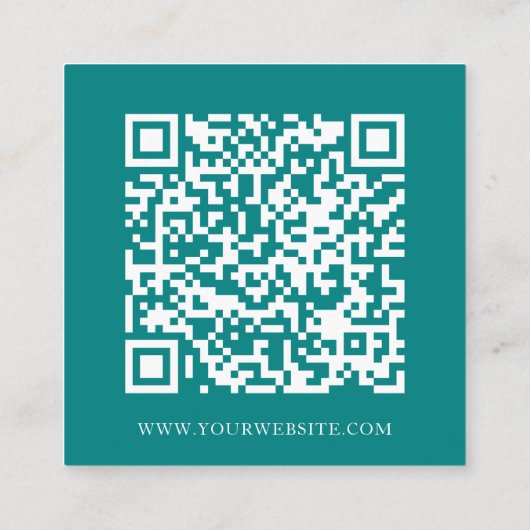 Moderner Minimal Social Media QR Code Aquamarin gr Quadratische Visitenkarte (Rückseite)