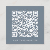 Moderner Minimal Social Media QR Code Dusty Blue Quadratische Visitenkarte (Rückseite)