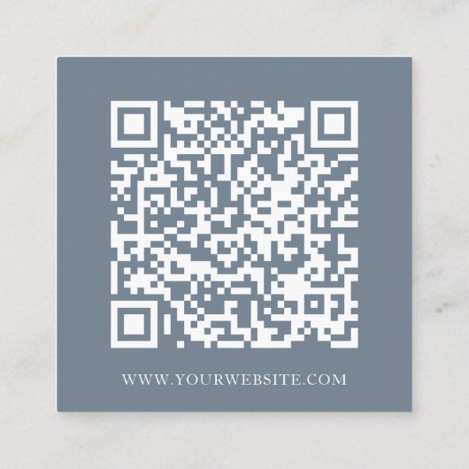 Moderner Minimal Social Media QR Code Dusty Blue Quadratische Visitenkarte (Rückseite)