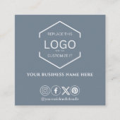 Moderner Minimal Social Media QR Code Dusty Blue Quadratische Visitenkarte (Vorderseite)