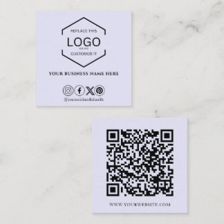 Moderner Minimal Social Media QR Code Lilac Lila Quadratische Visitenkarte