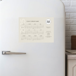 Moderner Minimal Taupe Business Kalender 2025 Magnetkarte