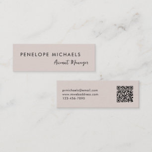 Moderner Minimal Taupe QR Code Beruflich Mini Visitenkarte