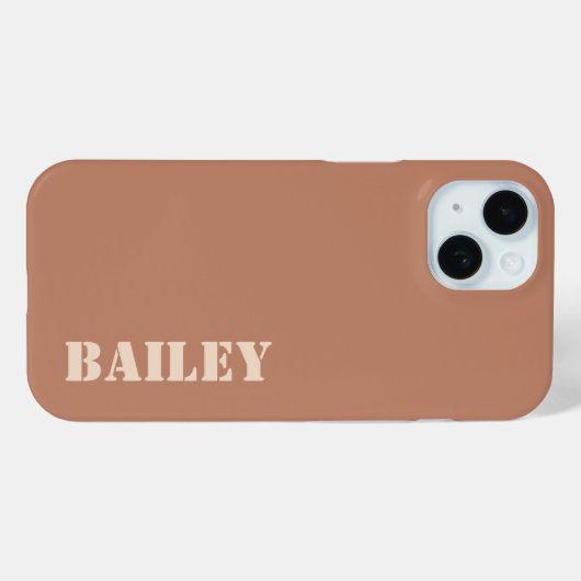 Moderner Minimal Terracotta Individuelle Name Case-Mate iPhone Hülle (Rückseite (Horizontal))