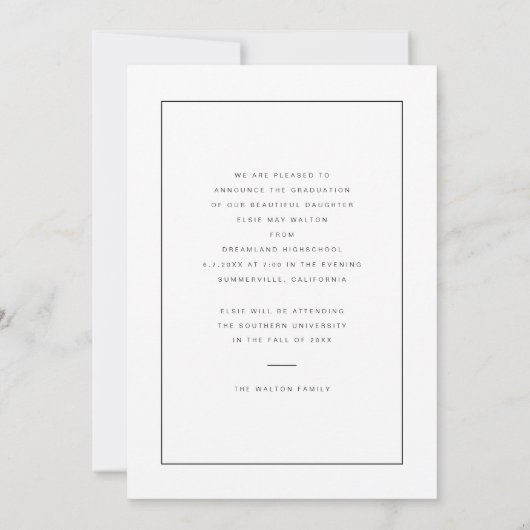 Moderner Minimal Trendy & Chic | Foto Abschluss Ankündigung (Rückseite)