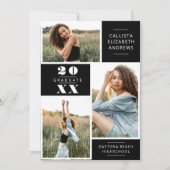 Moderner Minimal White Black Foto Grid Abschluss Einladung (Vorderseite)