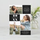 Moderner Minimal White Black Foto Grid Abschluss Einladung (Stehend Vorderseite)