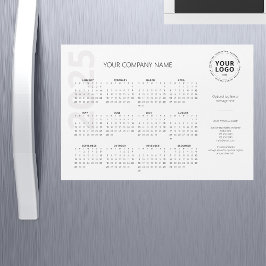 Moderner Minimal White Business Kalender 2025 Magnetkarte