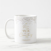 Moderner Minimal White & Gold Glitzer Weihnachtsba Kaffeetasse (Links)