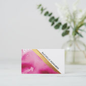 MODERNER MINIMAL-WINKEL, rosa Aquarellgoldbürste Visitenkarte (Stehend Vorderseite)