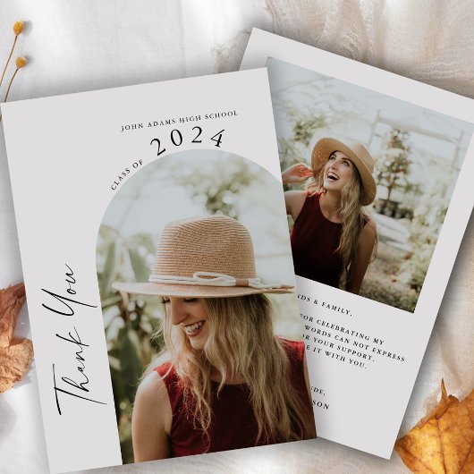 Moderner Minimal-Zwei-Foto-Abschluss Dankeskarte