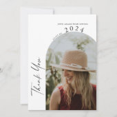 Moderner Minimal-Zwei-Foto-Kalligrafie-Abschluss Dankeskarte (Vorderseite)