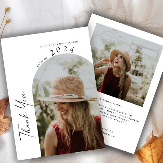 Moderner Minimal-Zwei-Foto-Kalligrafie-Abschluss Dankeskarte