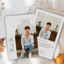 Moderner Minimaler 2-Foto-Grauer Abschluss Dankeskarte