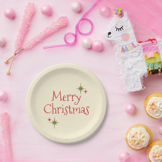 Moderner Minimaler 50er 60er frohe Weihnachten Pappteller (Party)