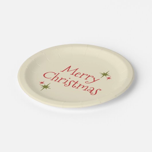 Moderner Minimaler 50er 60er frohe Weihnachten Pappteller (Schrägansicht)