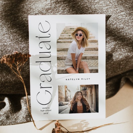 Moderner Minimaler Abschluss für Graduate 2 Foto Einladung