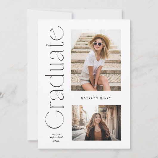 Moderner Minimaler Abschluss für Graduate 2 Foto Einladung (Vorderseite)