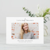 Moderner Minimaler Abschluss für Skript-Foto Dankeskarte (Stehend Vorderseite)