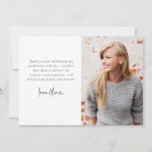 Moderner Minimaler Abschluss für Skript-Foto Dankeskarte (Rückseite)