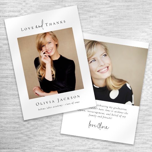 Moderner Minimaler Abschluss für Skript-Foto Dankeskarte