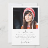 Moderner Minimaler Abschluss für Skript-Foto Dankeskarte (Rückseite)