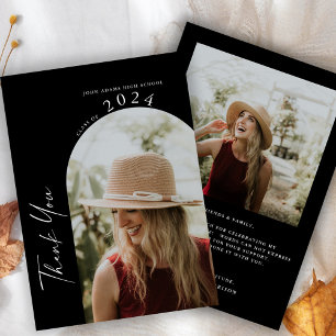 Moderner Minimaler Abschluss mit zwei Fotos Dankeskarte