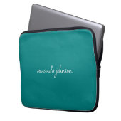 Moderner Minimaler Aquamariner Blauer Monogramm Vo Laptopschutzhülle (Vorderseite Links)