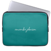 Moderner Minimaler Aquamariner Blauer Monogramm Vo Laptopschutzhülle (Vorderseite)