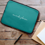 Moderner Minimaler Aquamariner Blauer Monogramm Vo Laptopschutzhülle<br><div class="desc">Ein modernes und minimales aquamarin-blau-weiß kursiv mit Monogramm Vollnamensdesign.</div>