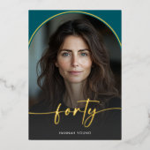 Moderner Minimaler Aquamariner Bogen Folieneinladung (Vorderseite)