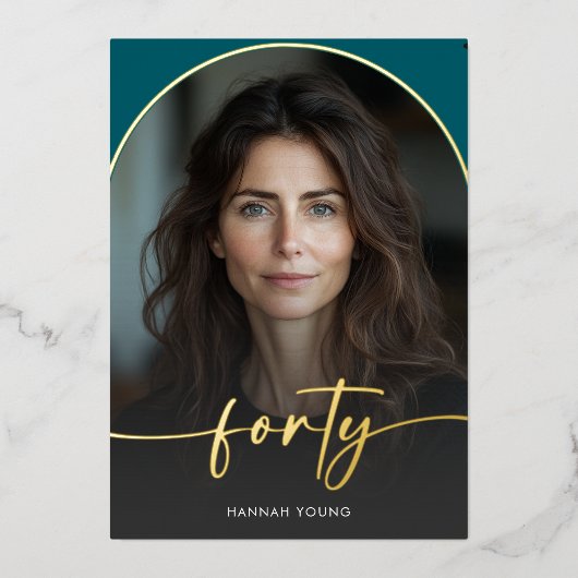 Moderner Minimaler Aquamariner Bogen Folieneinladung (Vorderseite)