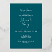 Moderner Minimaler Aquamariner Bogen Folieneinladung (Rückseite)