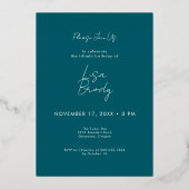 Moderner Minimaler Aquamariner Bogen Fünfzigjährig Folieneinladung (Rückseite)