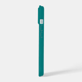 Moderner minimaler Aquamariner Monogramm-Kursivnam iPhone 15 Hülle (Linke Seite)