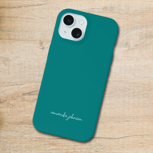 Moderner minimaler Aquamariner Monogramm-Kursivnam iPhone 15 Hülle