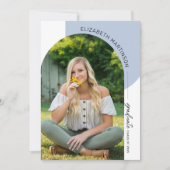 Moderner Minimaler Arch 2 Foto Blauer Abschluss Einladung (Vorderseite)