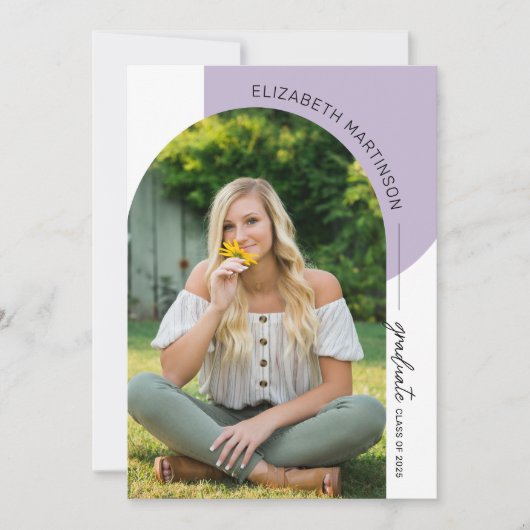 Moderner Minimaler Arch 2 Foto Lila Abschluss Einladung (Vorderseite)